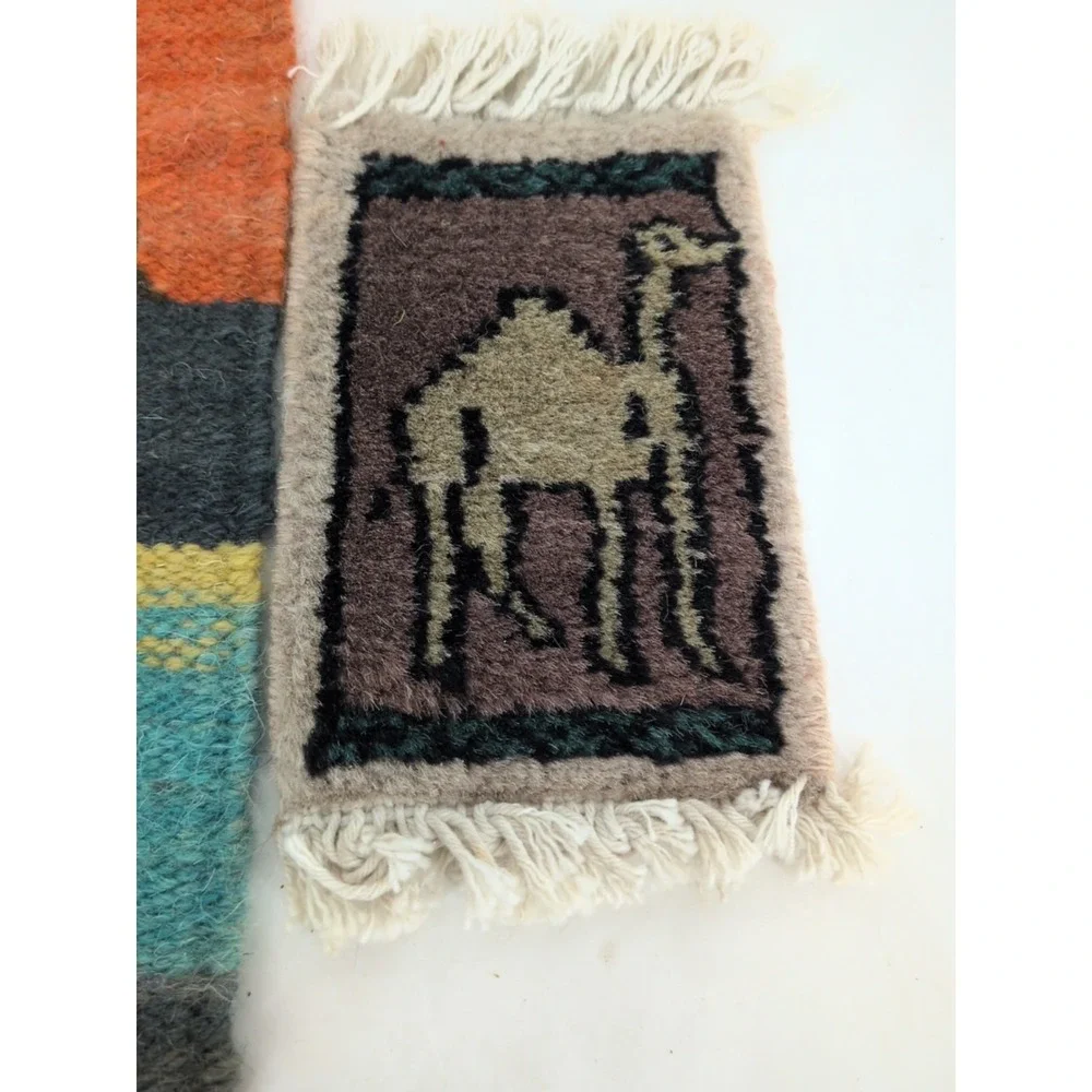 Egyptian Handmade Wool Miniature Rugs Camel Dollhouse Mug Placemat Accent Decor